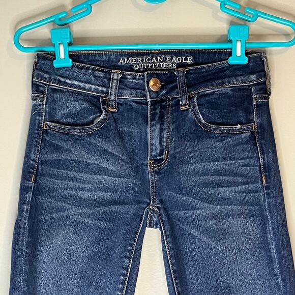 American Eagle Dark Wash Distressed Jegging Jean Size 2 Regular - Picture 5 of 11